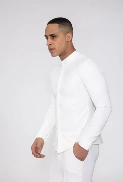 Chemise unie col mao à manches longues