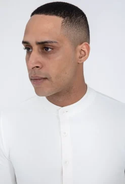 Chemise unie col mao à manches longues