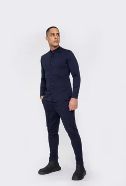 Chemise unie col mao à manches longues