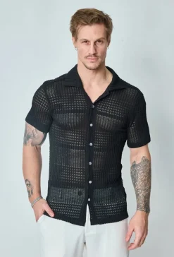 Chemise unie effet tissé transparent