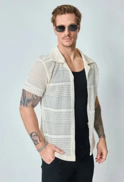 Chemise unie effet tissé transparent