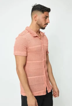 Chemise unie effet tissé transparent