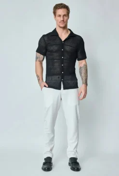 Chemise unie effet tissé transparent