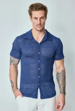 Chemise unie effet tissé transparent