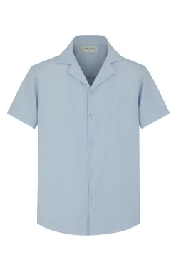 Chemise unie manches courtes à motifs géométriques