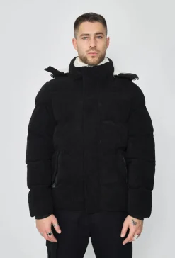 Doudoune à capuche effet daim