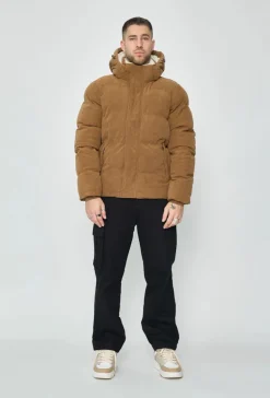 Doudoune à capuche effet daim