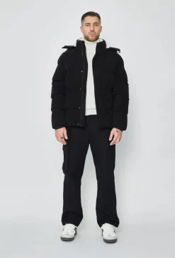 Doudoune à capuche effet daim