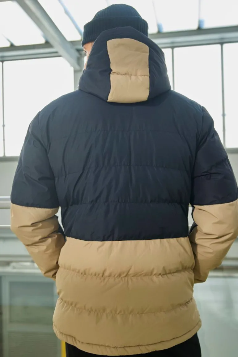Doudoune bicolore courte à capuche
