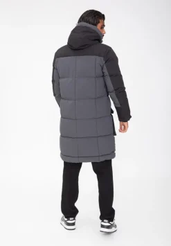 Doudoune longue bicolore à capuche