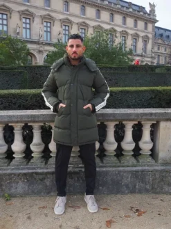 Doudoune longue boutonné à capuche
