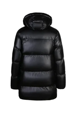 Doudoune longue matelassé et laqué avec capuche