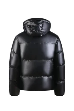 Doudoune matelassé et laqué avec capuche