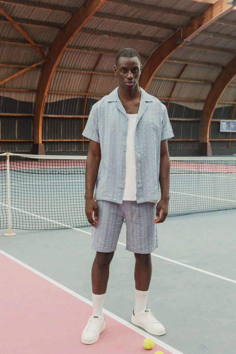 Ensemble à rayures chemise manches courtes short