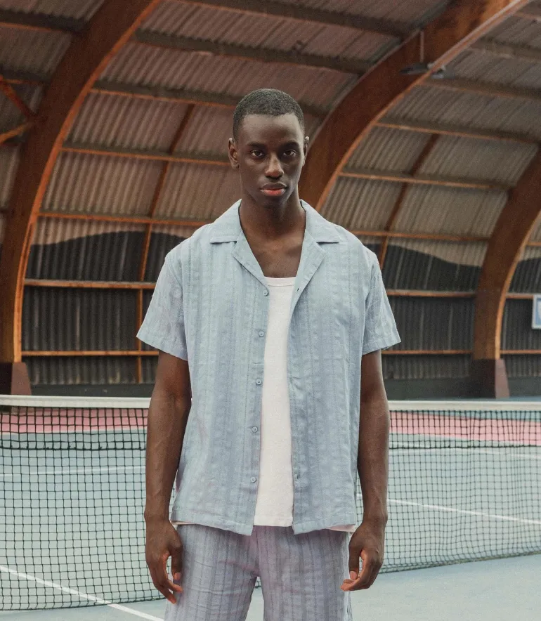Ensemble à rayures chemise manches courtes short