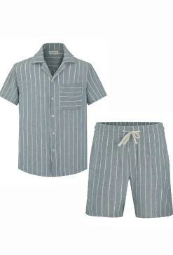 Ensemble à rayures chemise manches courtes short