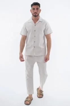 Ensemble à rayures chemise manches courtes pantalon