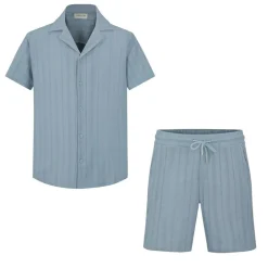 Ensemble à rayures chemise manches courtes short