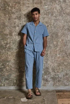 Ensemble à rayures chemise manches courtes pantalon