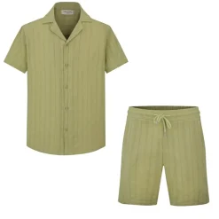 Ensemble à rayures chemise manches courtes short