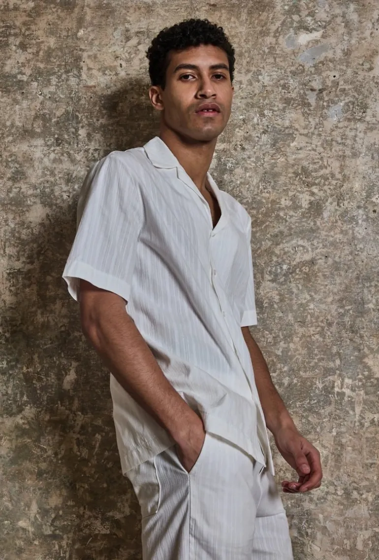 Ensemble à rayures uni chemise manches courtes short