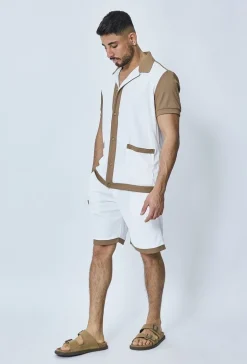 Ensemble chemise et short piqué color block