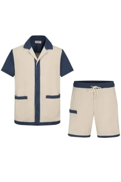 Ensemble chemise et short piqué color block