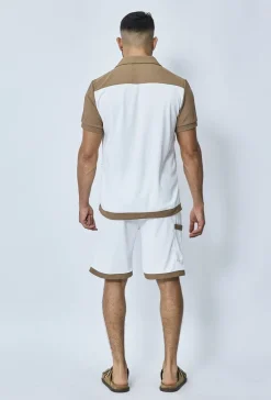 Ensemble chemise et short piqué color block