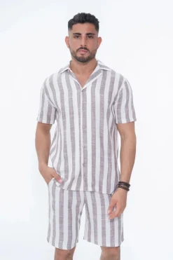 Ensemble chemise et short à rayures