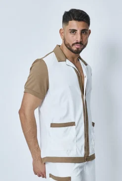 Ensemble chemise et short piqué color block