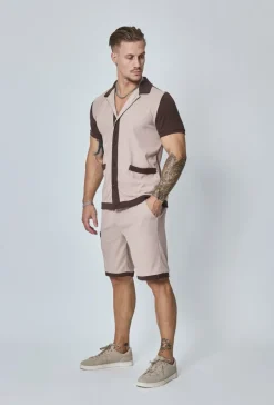 Ensemble chemise et short piqué color block