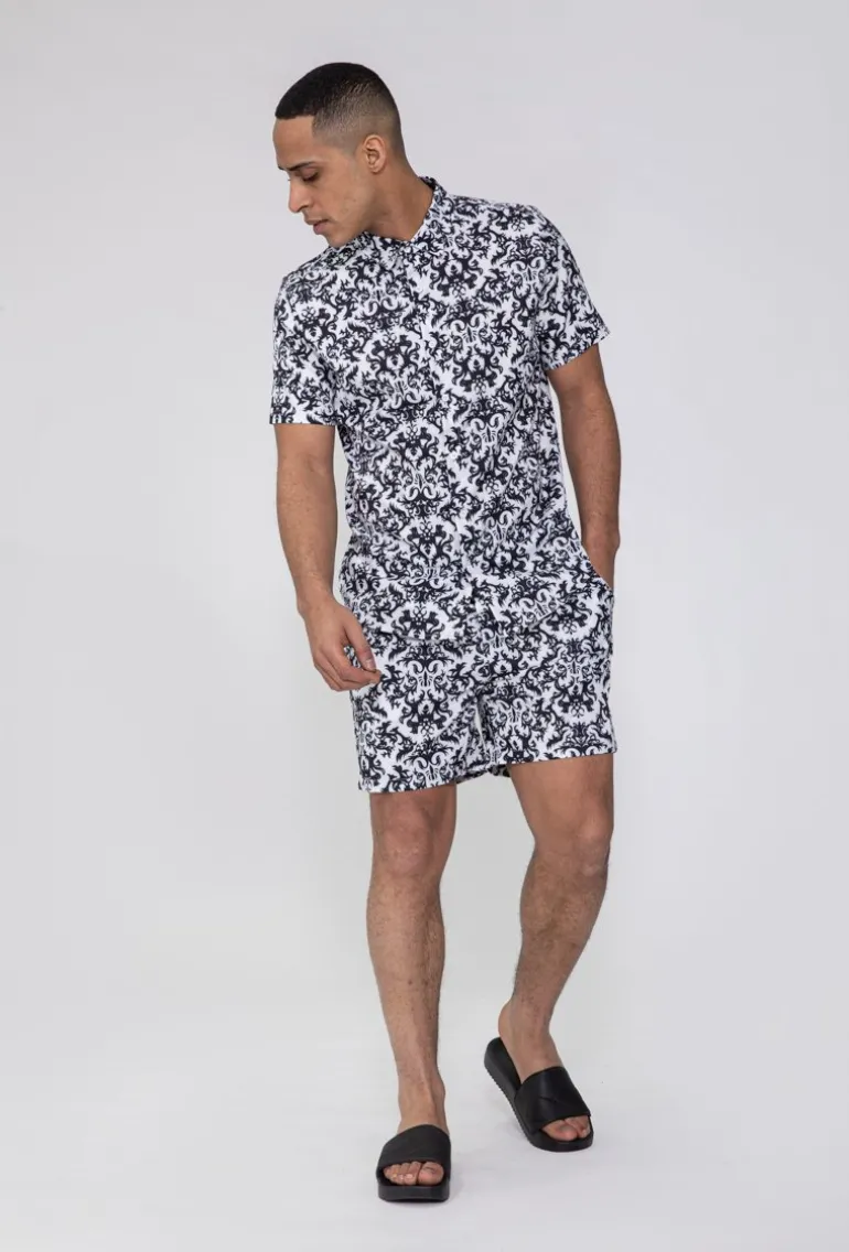Ensemble chemise manches courtes et short à motif baroque