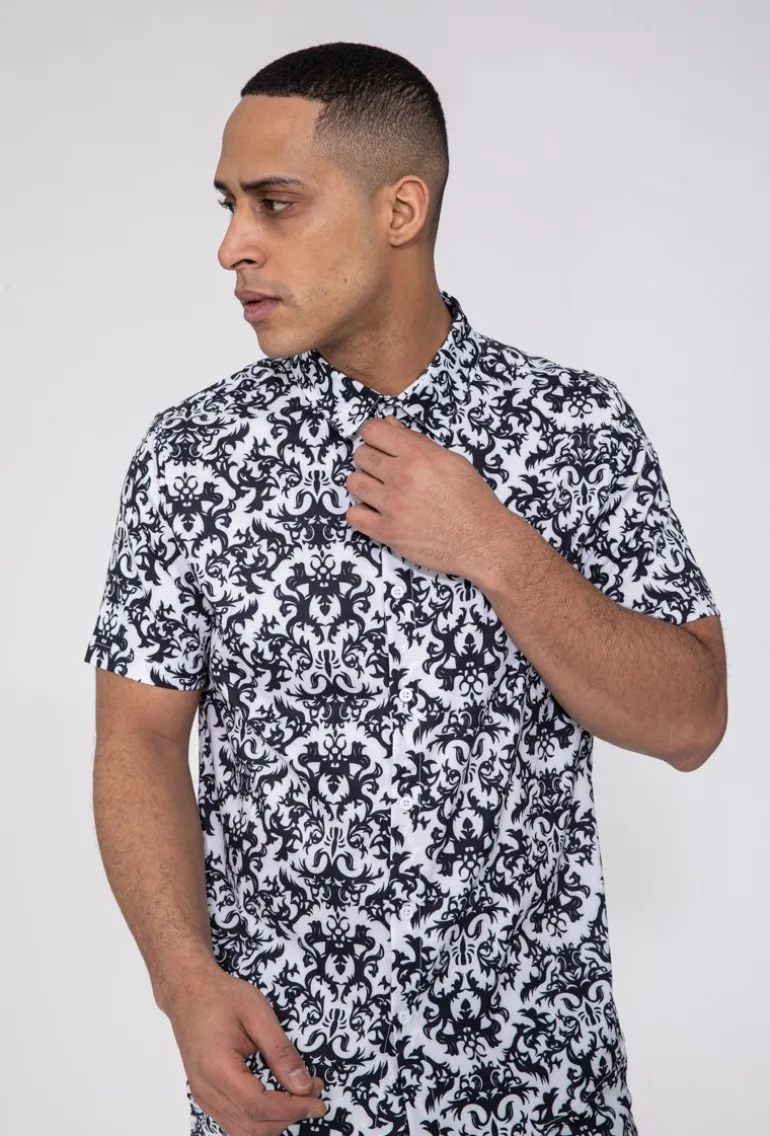 Ensemble chemise manches courtes et short à motif baroque