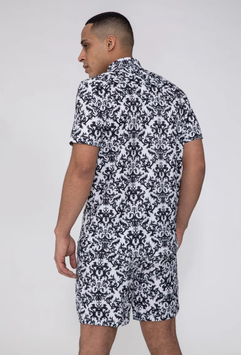 Ensemble chemise manches courtes et short à motif baroque