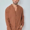 Ensemble chemise pantalon décontractée effet lin