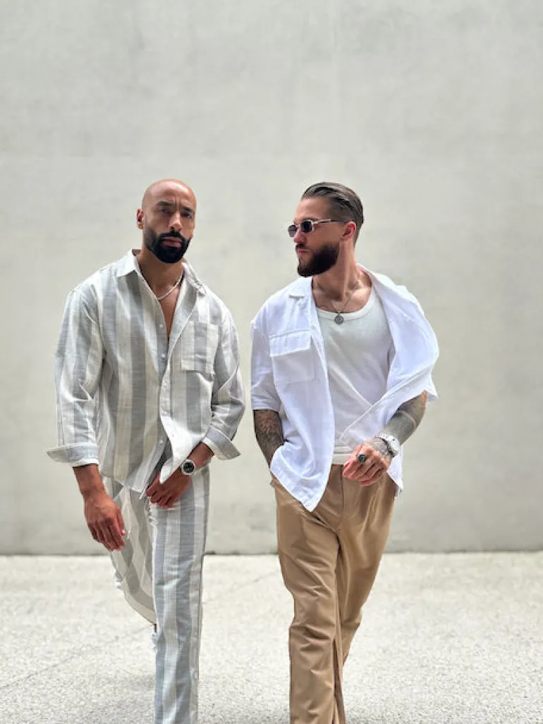 Ensemble chemise pantalon à rayures