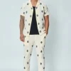 Ensemble chemise pantalon décontractée à motifs