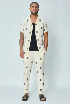 Ensemble chemise pantalon décontractée à motifs