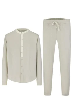 Ensemble chemise pantalon bicolore décontractée