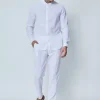 Ensemble chemise pantalon décontractée effet lin