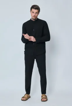 Ensemble chemise pantalon décontractée effet lin