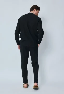 Ensemble chemise pantalon décontractée effet lin