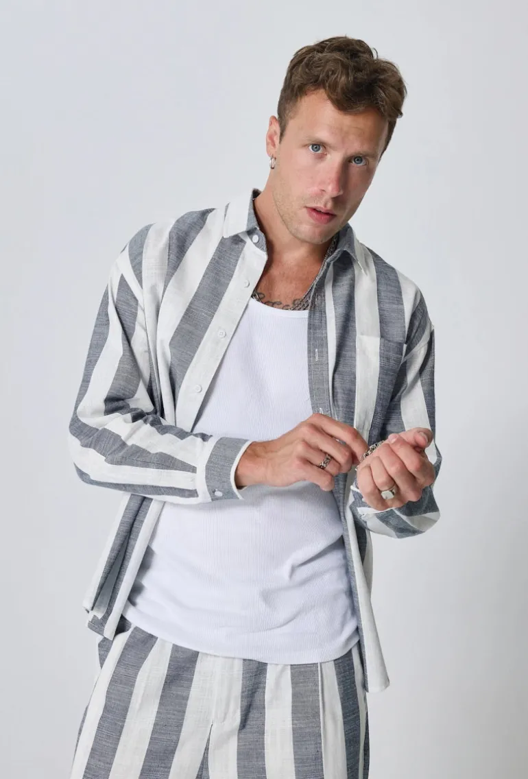 Ensemble chemise pantalon à rayures