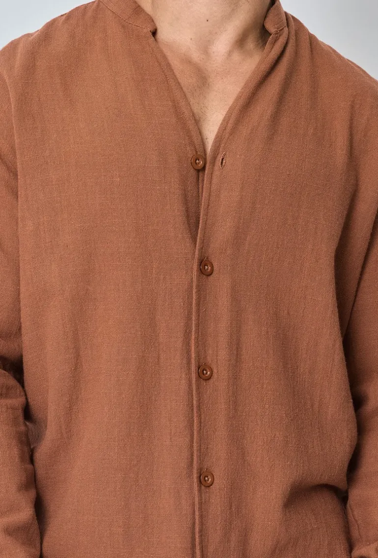 Ensemble chemise pantalon décontractée effet lin