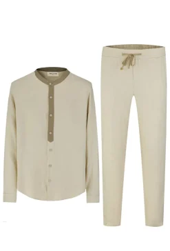 Ensemble chemise pantalon bicolore décontractée