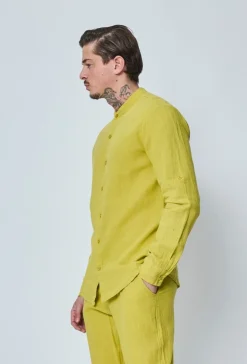 Ensemble chemise pantalon décontractée effet lin
