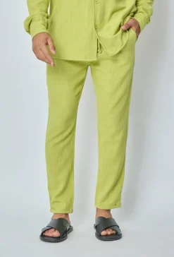 Ensemble chemise pantalon décontractée effet lin