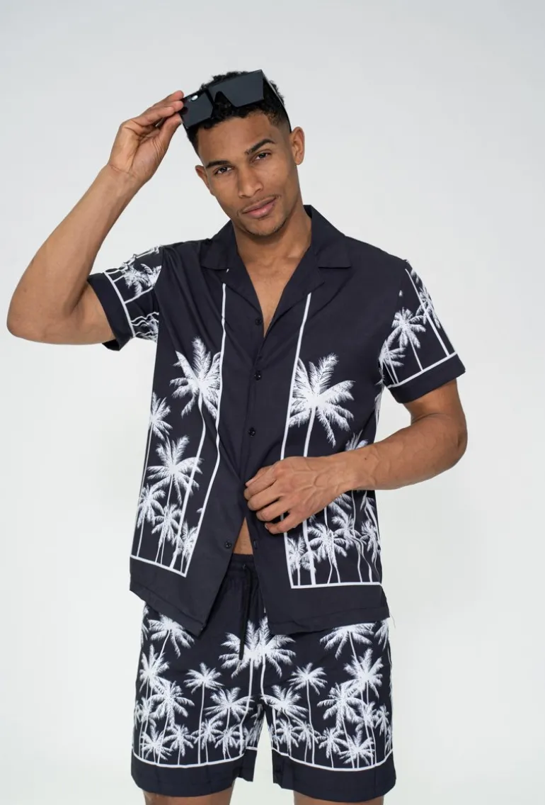 Ensemble chemise short à motifs palmier