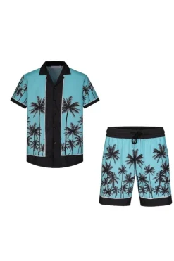 Ensemble chemise short à motifs palmier