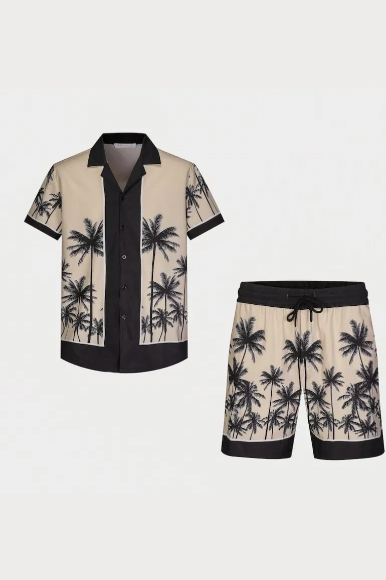 Ensemble chemise short à motifs palmier